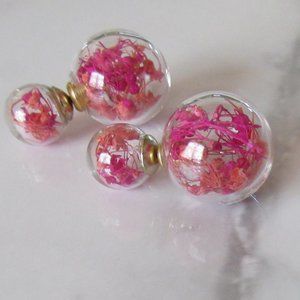 Unique Double Sided Dried Flower Stud Earrings